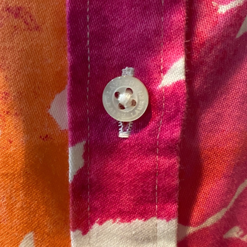Lauren Ralph Lauren Pink and Orange Floral Button Down Shirt 100% Cotton - Picture 4 of 6